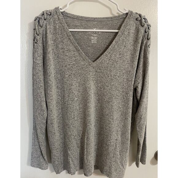 American Eagle Sweater Soft & Sexy Plush Small‎ Oversized Long Sleeve Gray - Picture 1 of 6